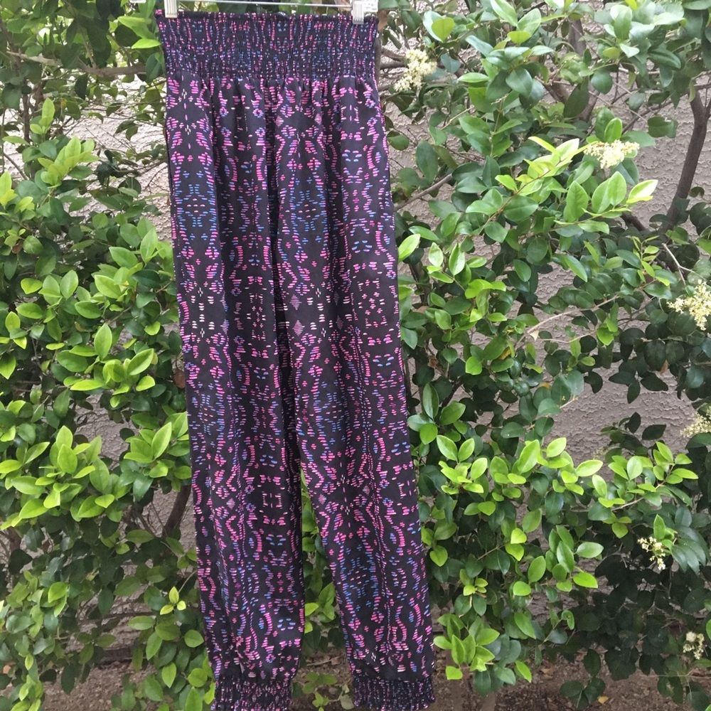 Bebe purple yoga hippie boho pants pajama trousers